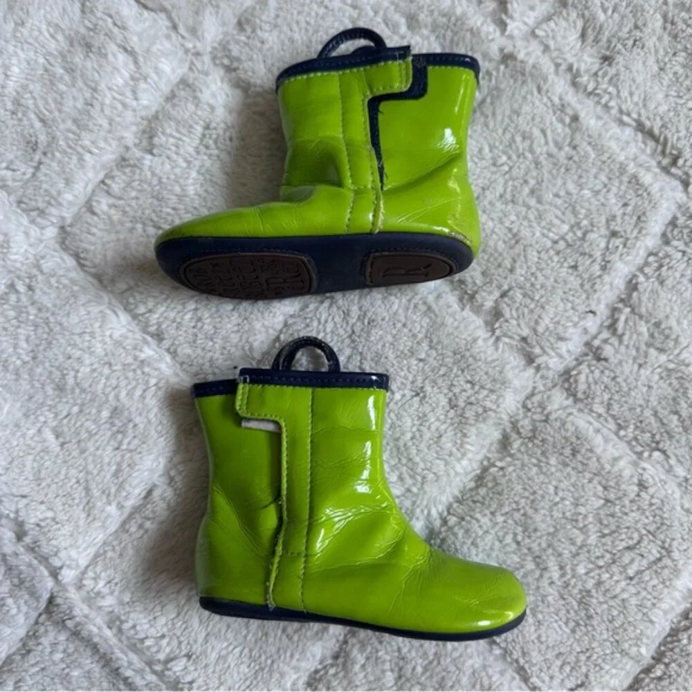 Robeez | Green and Blue Slicker Velcro Rain Boots | Size 6-9 Months